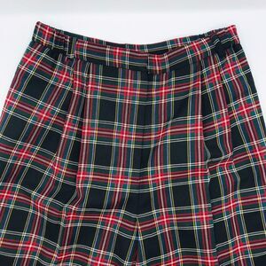 Woodstock Int. By Bernard Pleated Plaid Pants 100% Pure Wool Black Women Size 12
